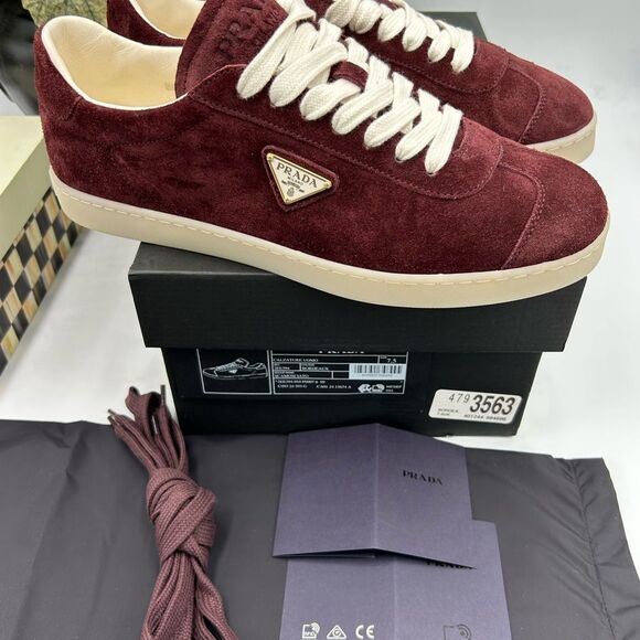 Men's Prada triangle logo suede sneakers size 8.5 US made in Italy - Picture 6 of 15